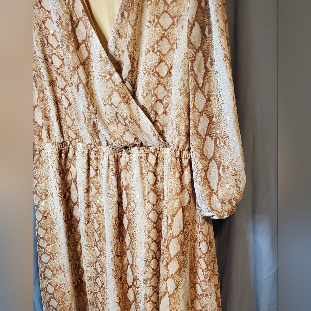 Lane Bryant Surplice Gold Midi Dress - Picture 9 of 13